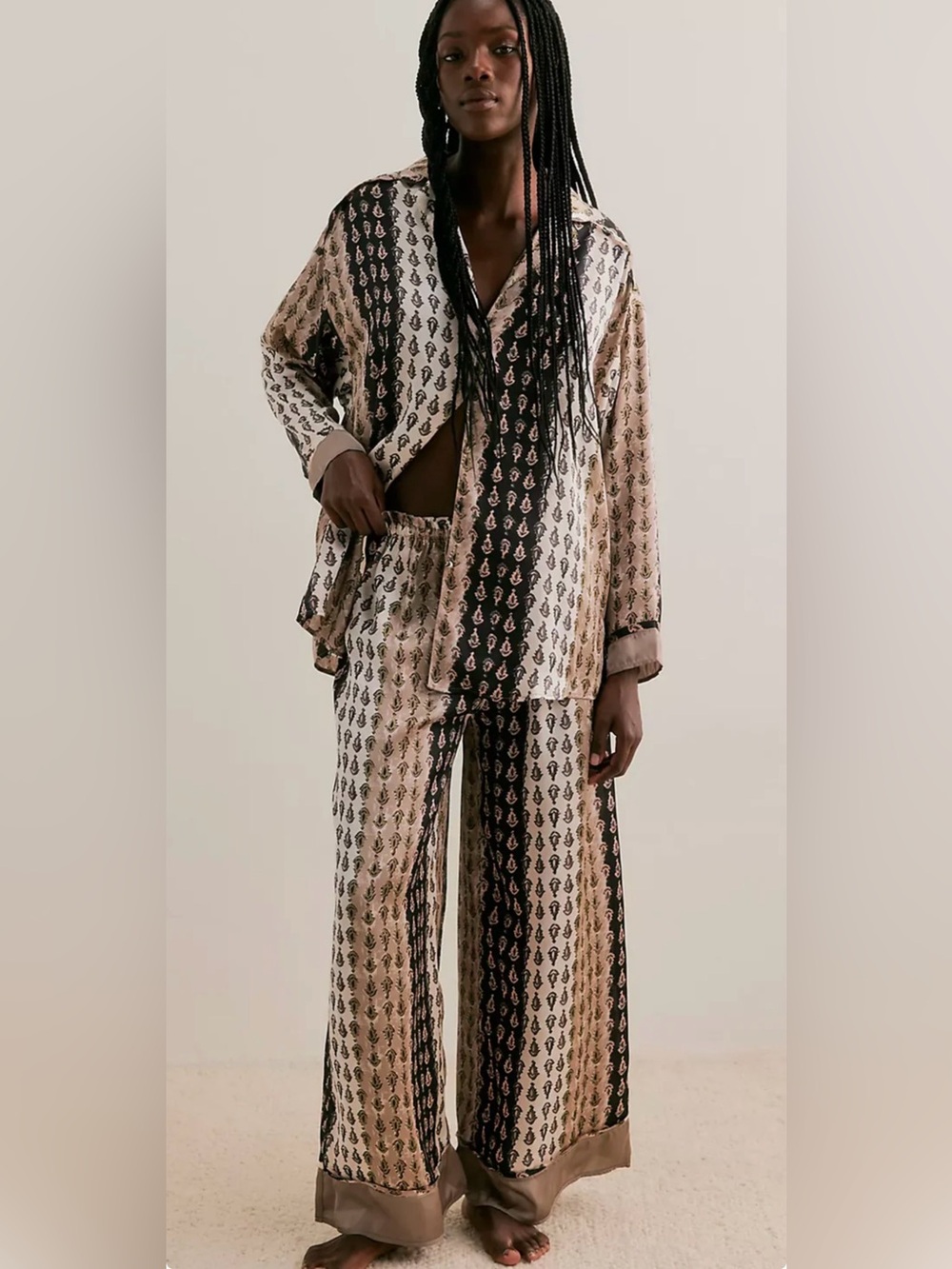 Free People Dreamy Days Pajama Set/Neutral Combo NWT